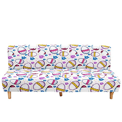 Surwin Elástica Fundas de Sofá Sin Brazos Clic Clac de 2/3 Plazas, Huevo de Pascua 3D Antideslizante Funda Protectora para Sofá Cama Sofá Plegable sin Reposabrazos (Morado Claro,M:160-190cm)