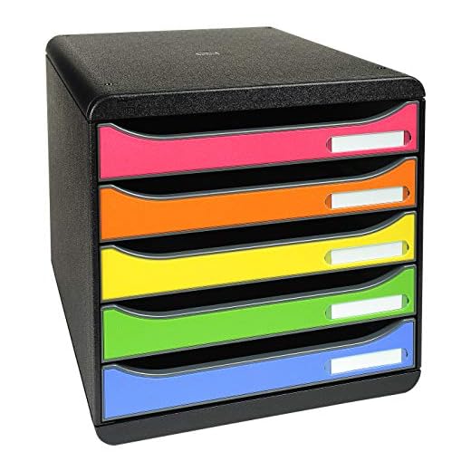 Exacompta 309798D Cassettiera BIG-BOX PLUS IDERAMA, 5 cassetti aperti per formato fino a 24x32cm, Dimensioni (LxAxP) 27.8x27.1x34.7cm