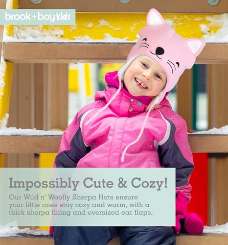 Brook + Bay Sherpa Fleece Beanie, Winter Hat with Animal Ears for Boys & Girls, Unisex-Kids2