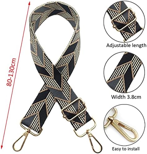 Tasriem om te wisselen, verstelbare schouderriem voor tassen, brede 3,8 cm, schouderriem met zilveren karabijnhaak, riem voor dames, handtas, crossbody, bruin, U4