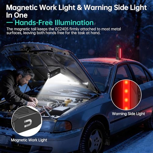Image of Banral Rechargeable EDC Flashlight, 1100 High Lumens Small Powerful LED Flashlights, Mini Magnetic Flat Pocket Flash Light with COB Work Light for Camping, Car, Hiking, Emergency, Home (2, Black)