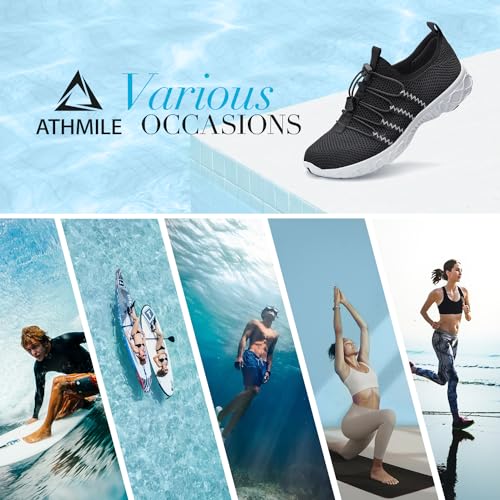 Image of ATHMILE Water Shoes for Men Women Barefoot Hiking Swim River Beach Knit | Adult Lake Pool Aqua Socks Quick Dry for Hiking Surfing Kayaking Sport Accessories Camping Must Haves