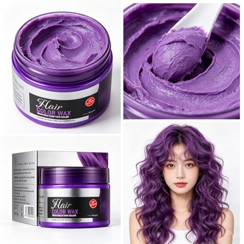Cera de Color para Cabello Lavable 1 Pc Morado miniatura 3