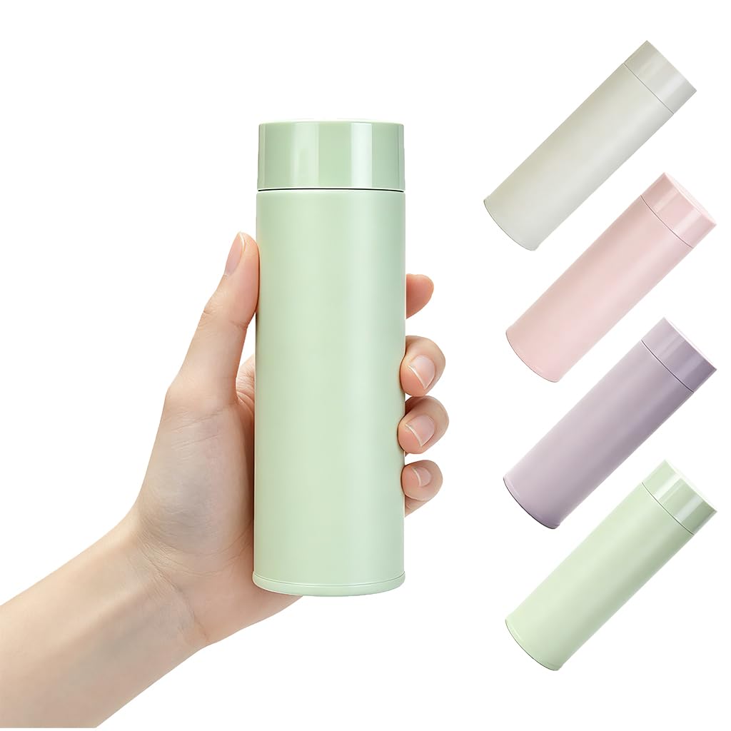 Photo 1 of 11 oz Mini Water Bottle Stainless Steel Thermoses Small - Insulated Vacuum, Leak Proof, Keeps Drinks Hot/Cold - Ideal for Coffee, Tea, Water - Green