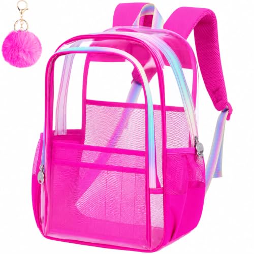 Image of AGSDON Clear Backpack, Heavy Duty Transparent Bookbag, See Through PVC Backpacks for Women Men