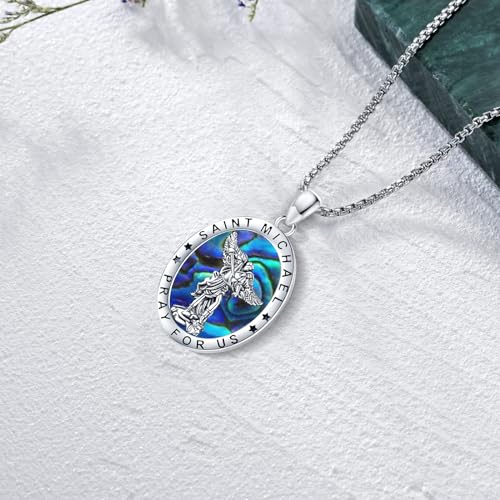 Sterling Silver Patron Saint Necklace for Men and Women, St Michael St Christopher St Benedict Jesus Cross Archangel Pendant Catholic Medals Amulet4