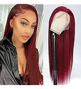 99j Burgundy Lace Front Wigs Human Hair Pre Plucked 13x4 Straight 99j Human Hair Wig with Baby Ha...