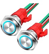 Joinfworld 12V Latching Push Button Switch 20A Heavy Duty DC 12 Volt Waterproof Round Switch 16MM...