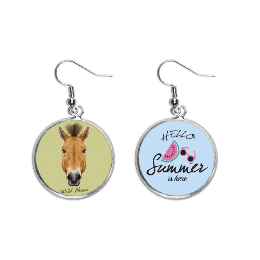 Pendientes de lóbulo evitan alergias con diseño caballo salvaje marrón 5