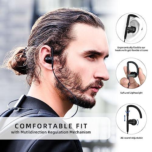 Image of SoundMAGIC ST80 Sports Bluetooth Earbuds, Mic, Ear Hooks, Detachable, Black | Dual wired /wireless, crisp balanced sound, adjustable frame, ergonomic fit, hands-free mic, tangle-free cord, sweatproof