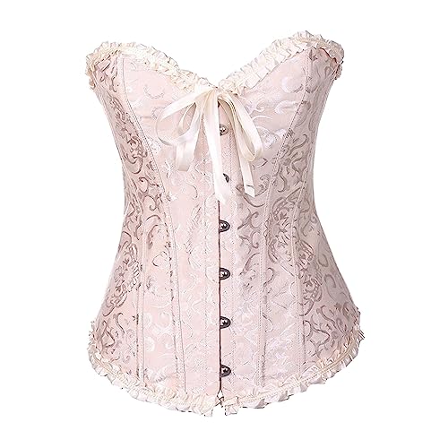 Vaveren Espartilho feminino com floral gótico Camisola Tanque cadarço Espiral aço Desossada Traje Ma