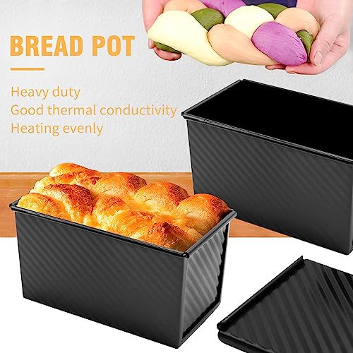 image for DUZFOREI 2pcs Loaf Pan with Lid,1lb Non-Stick Bread Pan, Bakeware Dura