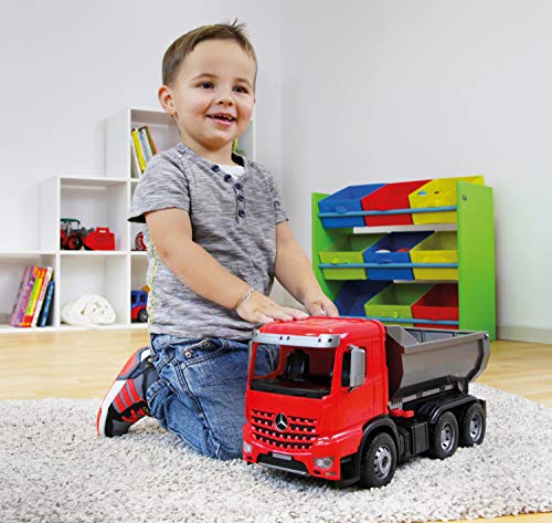 Lena 04610 - Worxx Muldenkipper Mercedes Benz Arocs, ca. 45 cm, Baustellen Spielfahrzeug für Kinder ab 3 Jahre, robuster Kipper LKW mit verriegelbarer Kippmulde und beweglicher Heckklappe