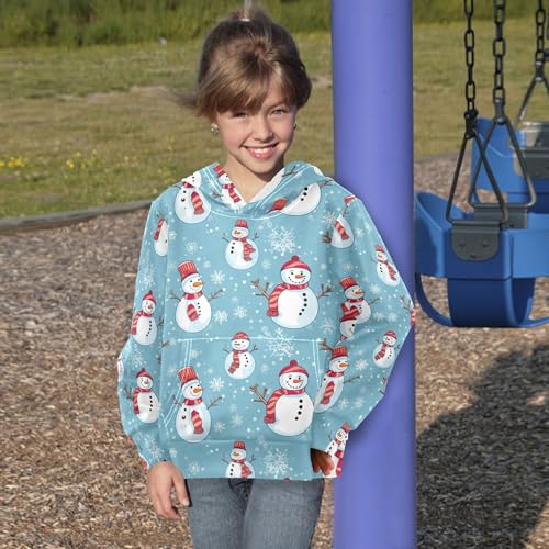 Kids Hoodies Sweaters Christmas Xmas Snowman Hooded Sweatshirts with Big Pockets for Boys Girls B04000724