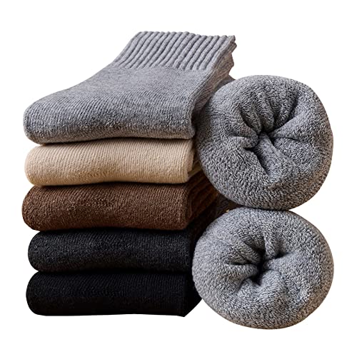 WITGIFT 5 Paar Winter Warme Socken,Damen Thermosocken Dicke Wollsocken Wintersocken Wandersocken Kuschelsocken für alle Aktivitäten Damen Cover