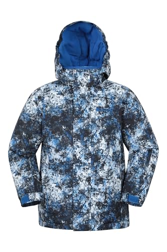 Mountain Warehouse Mogal Printed Kids Waterproof Ski Jacket - Zipped Pockets, Detachable Hood, Snowskirt -Best for Snowboarding, Winter Sports White Kids Size 9-10 Years