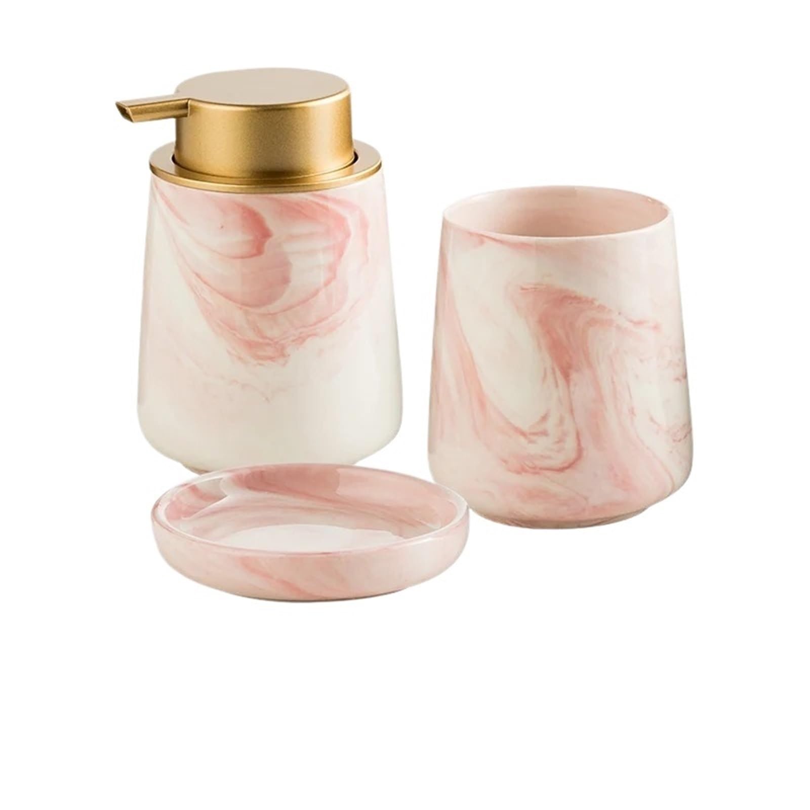 Ceramic Marble Pattern Bathroom 4-piece Set Toilet Toiletries Lotion Bottle Soap Mouthwash Cup Dish Wash Sets for Kitchen and Bathroom