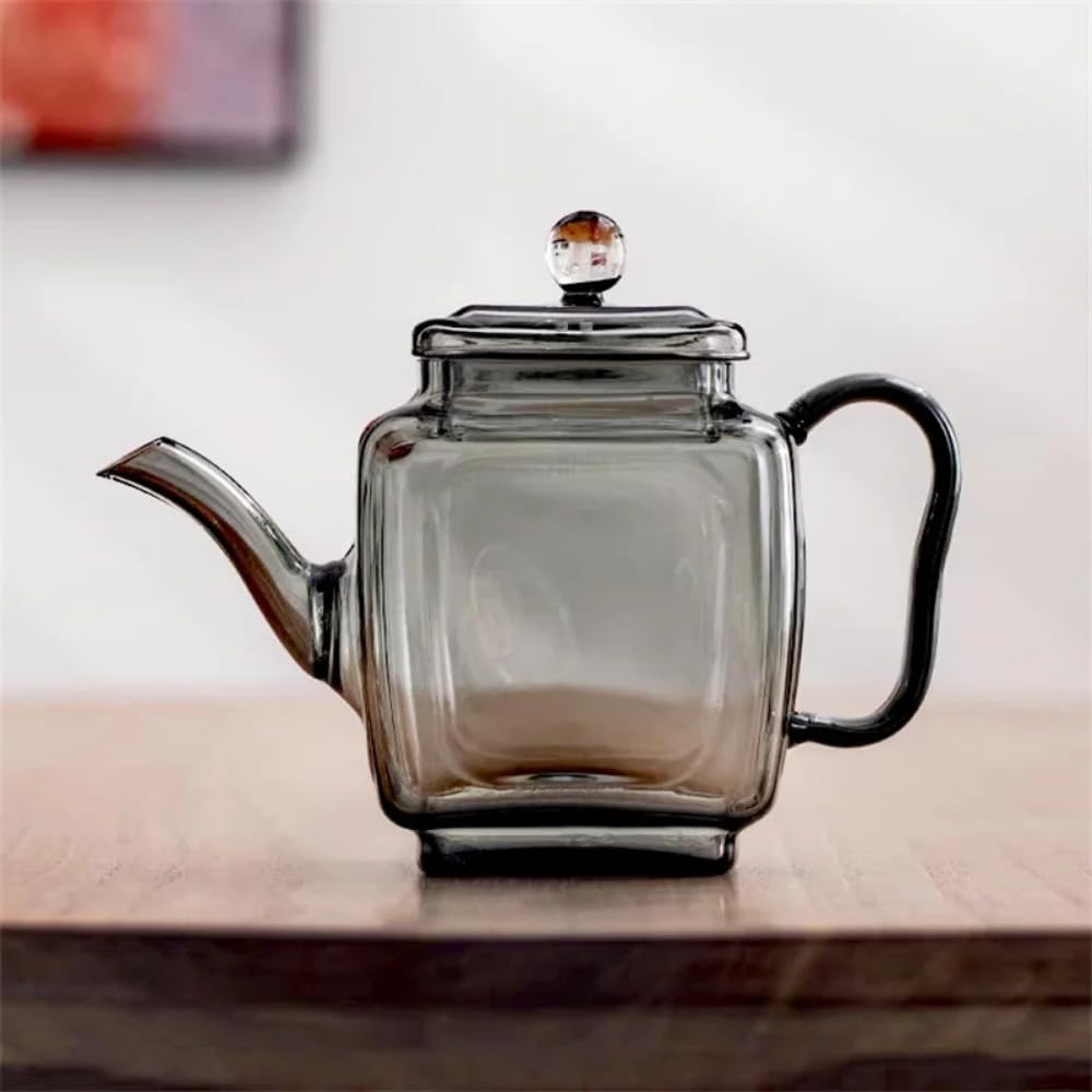 Théière carrée en verre 240 ml résistante à la chaleur pour infusion individuelle