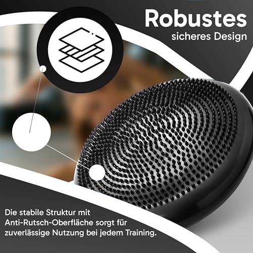 Retoo Ballsitzkissen mit Pumpe, Balancekissen 33cm, Luftkissen Sitzkissen Rückenschmerzen, Stärkung der Muskulatur, Verbesserung der Körperhaltung, Büro Zuhause Fitness, Schwarz