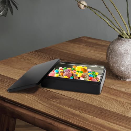 Image of 1 Pack Metal Tin Box, 8.5 x 5.3 x 1.9 Inch Rectangular Empty Tin Box (Black)
