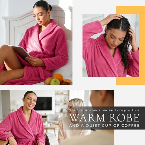 Image of HEARTNICE Womens Fleece Robes, Soft Plush Long Bathrobe, Thick Kimono Robes for Womens, Warm House Coat