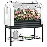 Outsunny Galvanised Raised Garden Bed with Greenhouse Cover