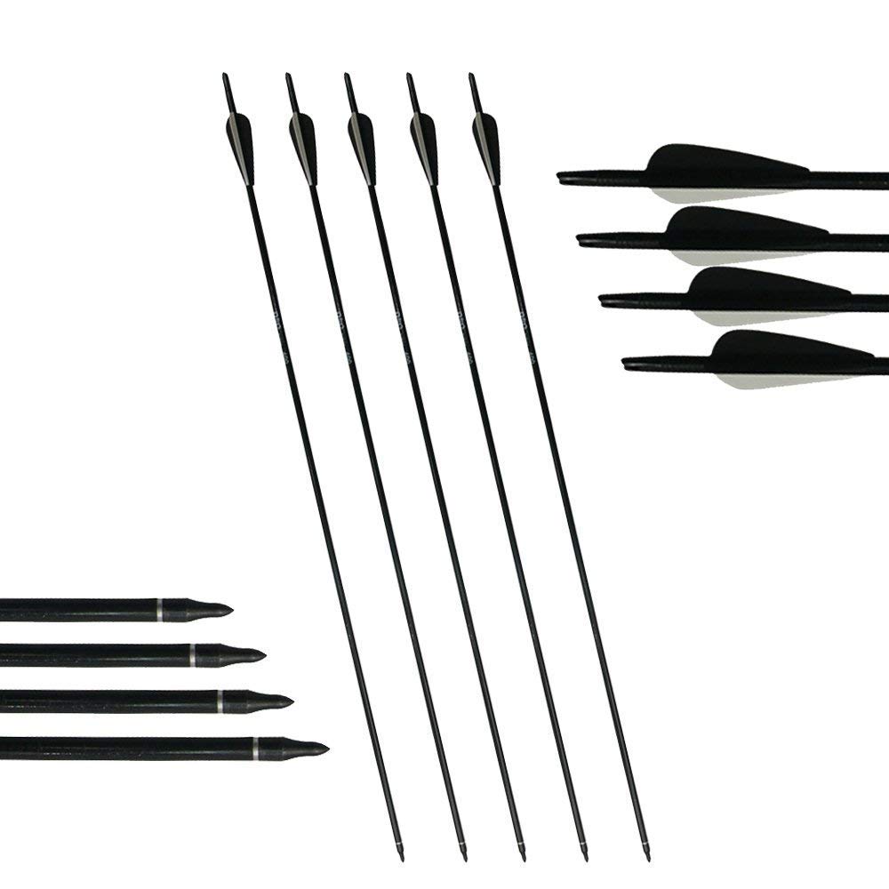 3Z Archery 12 Pacco 31 Pollici Frecce per cacciavite di Ricambio in vetroresina per Caccia con L'Arco da tiro per 20-55lbs Arco Compound e ricurvo
