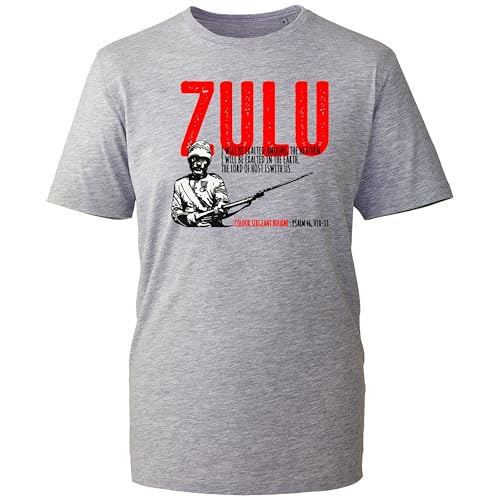 Image of Novelty Zulu Movie Fan T-Shirt, Iconic Battlefield Quote Inspired Artwork, Vintage Military Movie Homage Shirt, Film History Enthusiast Gift Tee (Heather Grey, M)