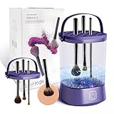 Electric Makeup Brush Cleaner Machine, Automatic Spinning Make up Brush Cleaner with 1200 mAh Rechargeable Battery, Portable Cosmetic Brush Cleaner Dryer Tool for All Size Makeup Brush (Purple)