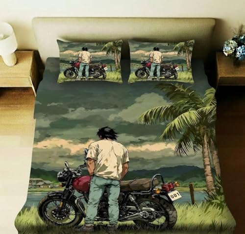Image of Home Sizzler 7D Digital Print Retro Anime Soft Microfiber Double Bedsheet with 2 Pillow Covers, 300TC