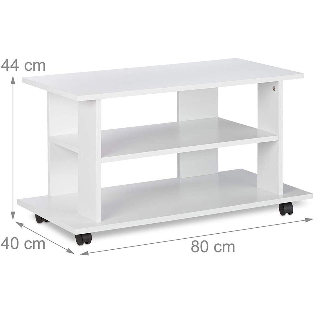 Bakaji Mobile TV in Legno MDF con 2 Ripiani Porta Console Videogiochi DVD e 4 Ruote Mobiletto Carrello Porta Televisore Design Moderno Dimensione 80 x 40 x 45 cm (Bianco)