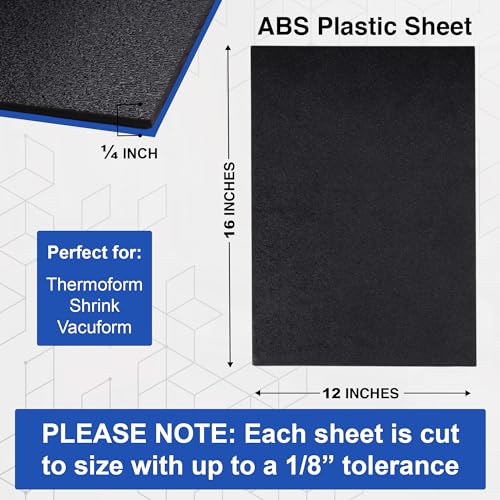 Image of Duco ABS Plastic Sheet 1 /4 inch (6mm) Thick 12 inch x 16 inch - 4 Pack of USA-Made Textured & Matte ABS Black Sheet - Heat Moldable Plastic Panel for Home Decor, Crafts, Robotics, DIY Projects and Industrial