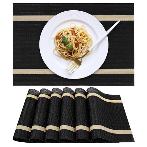 Deckaly PLACEMATS Set Of 6 Vinyl Plastic Woven Place Mats cover