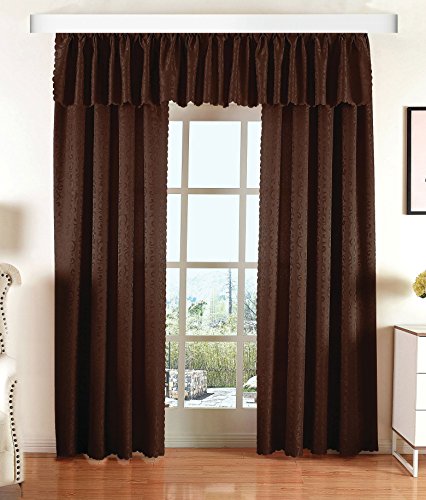 Halley Damast Gardinen Set, 5 Teile, eingenähtes Kräuselband bewährte...