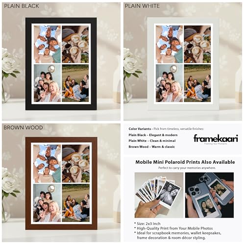 Image of Framekaari Customized Collage Photo Frame | Personalized Gift | Custom 4-Photo Collage | Family, Friends & Travel Memories | Room Decor | Tabletop & Wall Mount | 16x21 cm (Design-11)