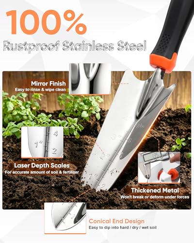 Image of HaSteeL 9-Piece Stainless Steel Garden Hand Tools Set for Planting | Storage Bag, Rust Resistant, Heavy Duty, For Indoor & Outdoor Planting Weeding Replanting, For Women /Man /Gardeners