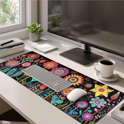 Tapis de souris étendu floral : fini les claviers qui glissent sur le bureau
