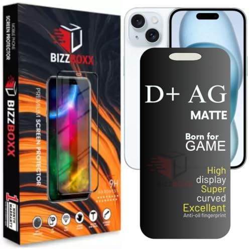 Image of Compatible With iPhone 15 D+ AG Matte Tempered Glass Screen Guard Protector Anti-Fingerprint Gaming Special With Camera Cut - Pack of 1