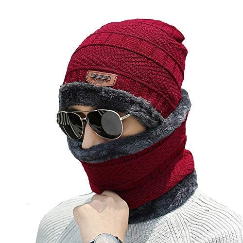 evolon deals Winter Woolen Cap with Neck Scarf for Men Women/Winter Caps for Unisex/Woolen Cap Red Color Free Size-picture-48