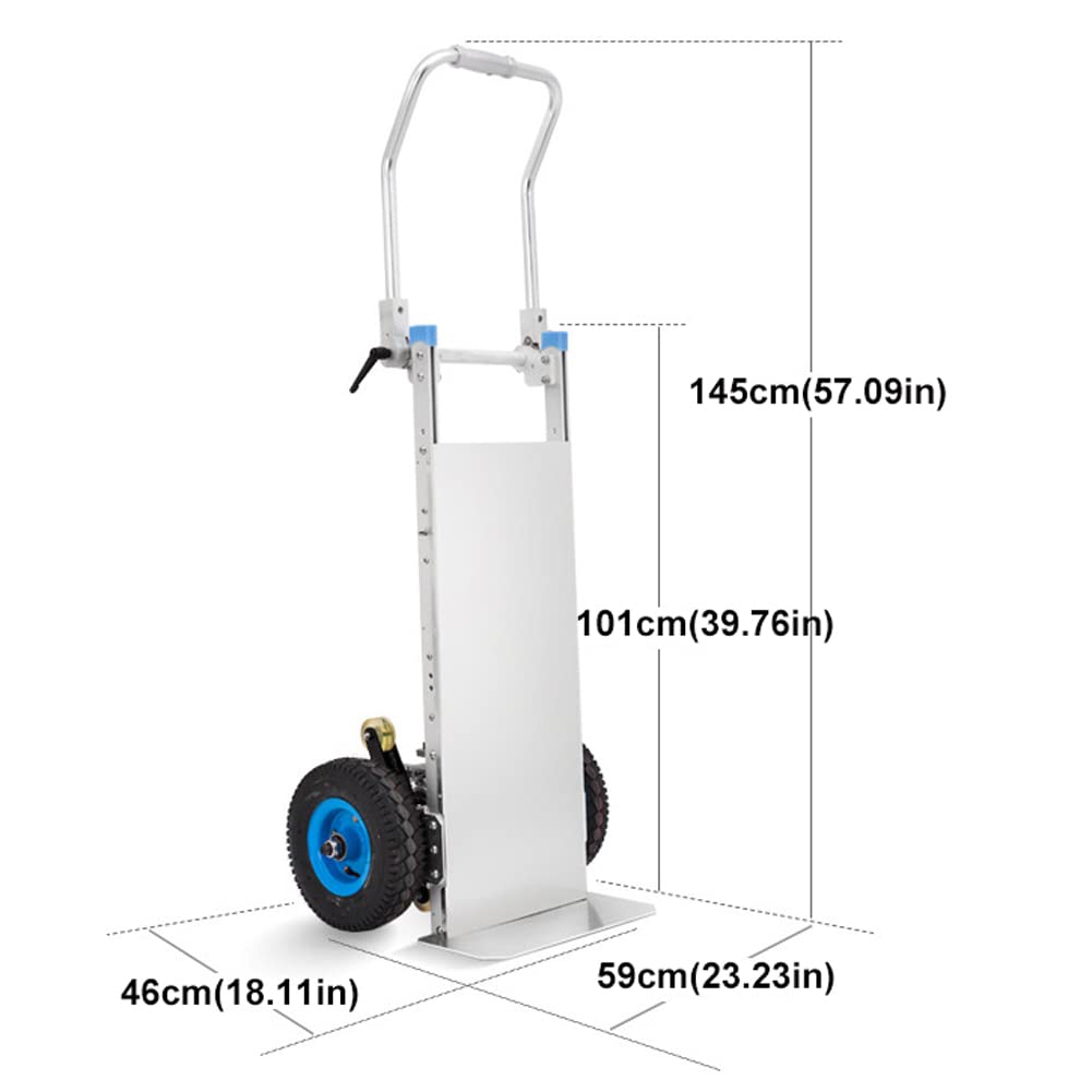 Carrello montascale elettrico, carrello a mano pieghevole in lega di alluminio su e giù per le scale con carico 200 kg, carrello salva manodopera con motore brushless da 600 W/argento / 48