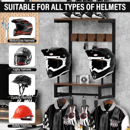 Image of Helmet Wall Mount Holder with RGB Light Strip,2-Helmet Capacity