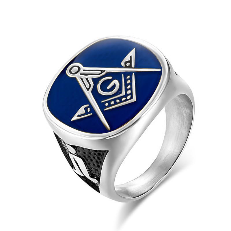 Masonic Ring for Men S925 Sterling Silver Freemason Masonic Rings Silver Freemason Ring Gift for Men Father’s Day