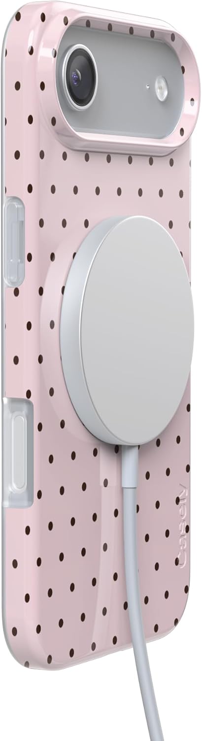 Casely iPhone 17 Air Case | On the Dot | Pink & Brown Polka Dot | Compatible with MagSafe | Classic Ultra Slim Design
