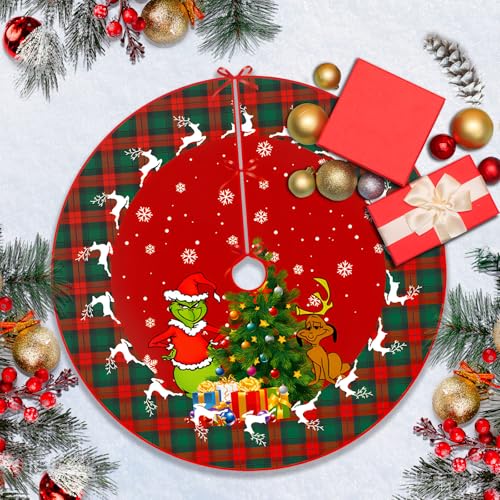 SilverChry Christmas Tree Skirt, Red Christmas Tree Skirt 120 cm, Turn Skirt Christmas Tree, Large Christmas Tree Skirt, Christmas Tree Rug, Home Decoration Christmas New Year