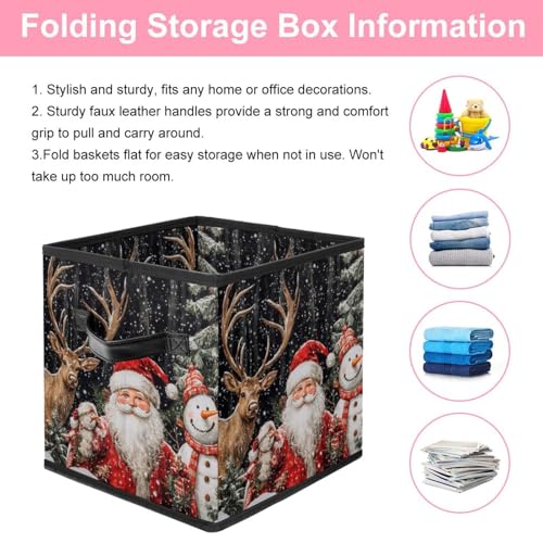 Boîte de rangement en forme de cube de Noël avec double poignées