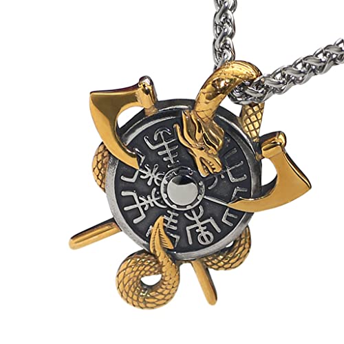 Collier Viking Vegvisir pour homme, le cadeau idéal pour motard et gothique