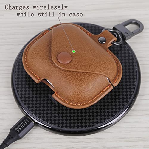 Image of PEFKO PSS121 AirPods Pro Soft Silicone Protective Case 3D Design Shockproof Case Cover with Anti-Lost Metal Keyring Compatible for Apple AirPods Pro (Light Brown [ Leather ])