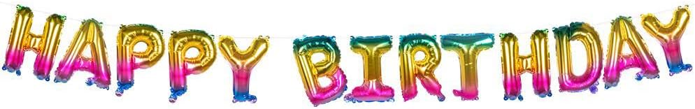 Boland 22159 Foil Balloon Garland with 13 Alphabet Balloons, Suitable for Air and Helium, with Straw for Inflating, Birthday Party Decorations, Gift