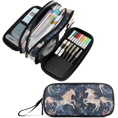 Image of Fustylead Magical Unicorn Big Capacity Pencil Pen Case Multi-Purpose Organizer for Office College School Hiking Travel