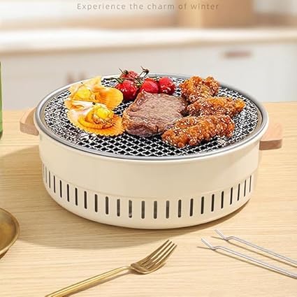 BLURISM Mini Charcoal Grill, Portable Barbecue Charcoal Grill, Multipurpose Small Charcoal Grill Stove for Indoor and Outdoor Cooking Camping Hiking Picnics BBQ Tool Kits with Baking Tray